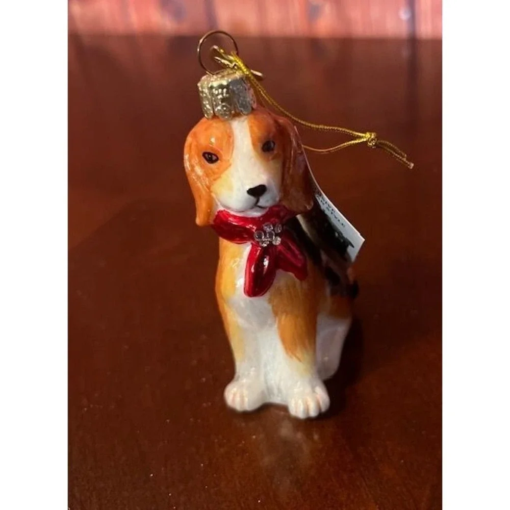 Glass Beagle‎ Dog christmas Ornament kurt s adler Noble Gems Hand-Crafted